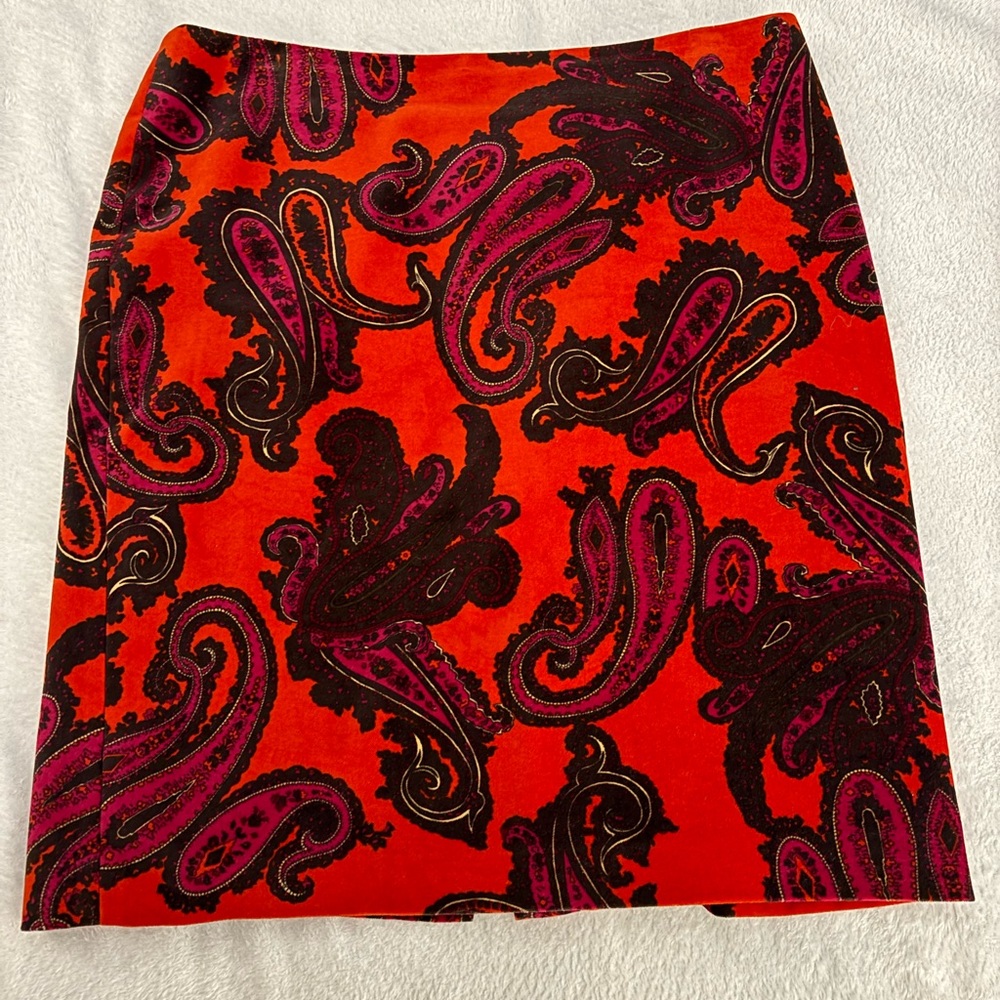 Talbots Red Velvet Pencil Skirt